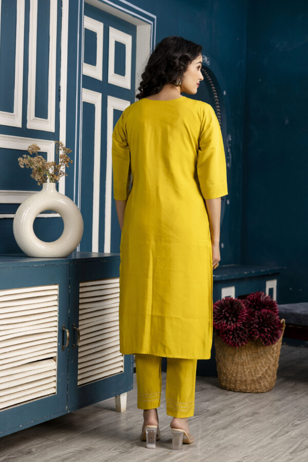 Handworked Kurti Set with Plain Trouser & Dupatta - Image 2