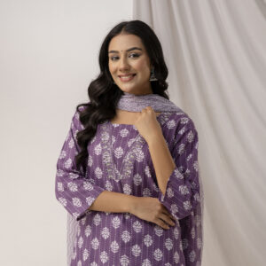 Printed Kurti with Jari & Thread Work Set