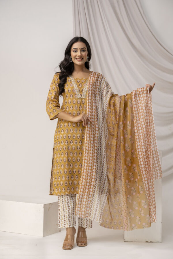 Printed Kurti with Jari Work Set - Image 5