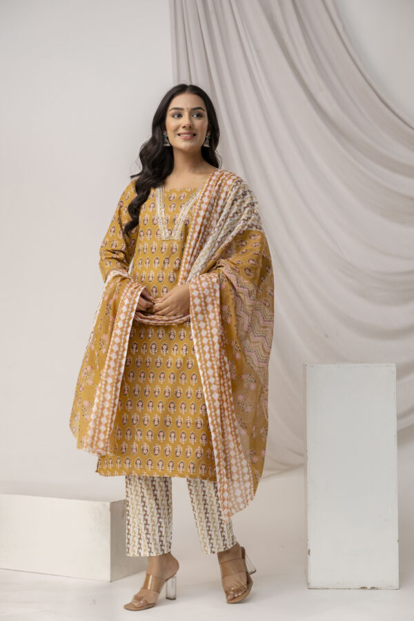 Printed Kurti with Jari Work Set - Image 13