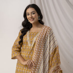 Printed Kurti with Jari Work Set