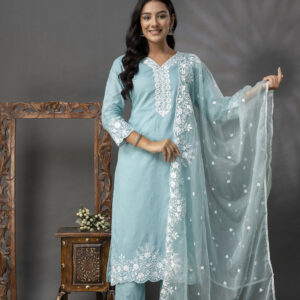Plain Kurti with Elegent Lace Work Set