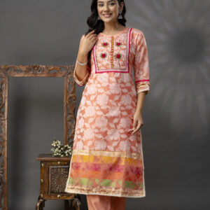 Printed Jack Art Kurti with Handwork Set