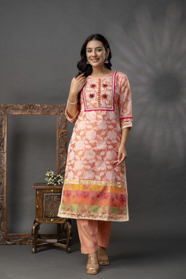 Printed Jack Art Kurti with Handwork Set