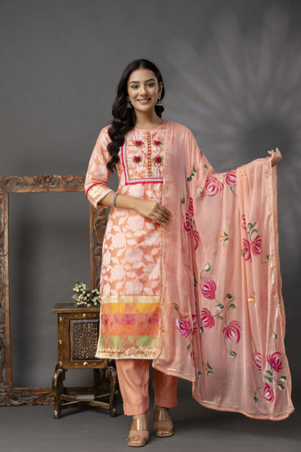 Printed Jack Art Kurti with Handwork Set - Image 4