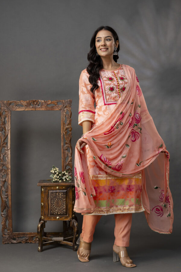 Printed Jack Art Kurti with Handwork Set - Image 5