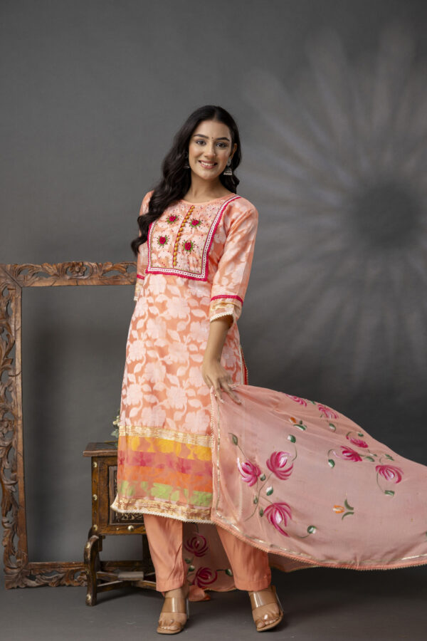 Printed Jack Art Kurti with Handwork Set - Image 6
