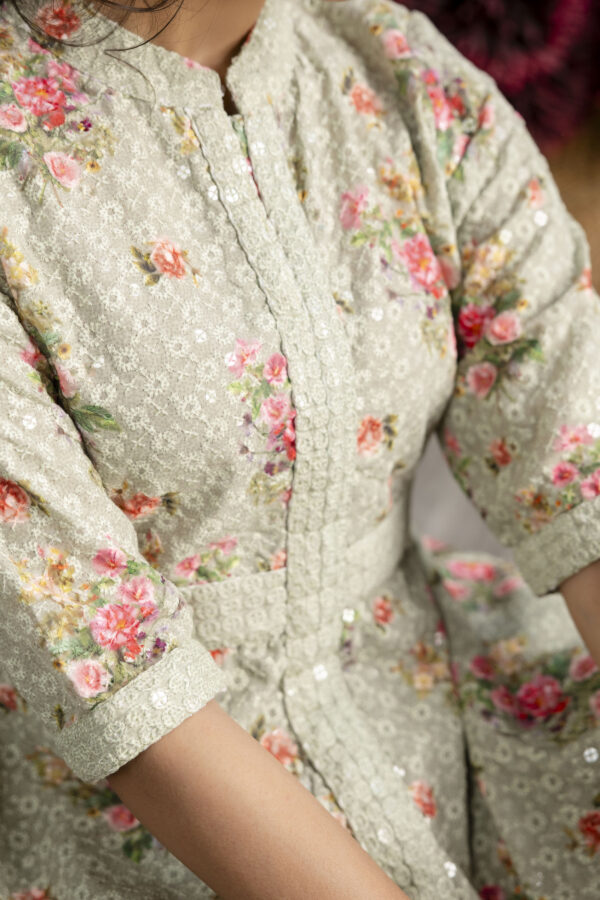 Chicken Embroidered Digital Print Kurti with Plain Flapper - Image 12