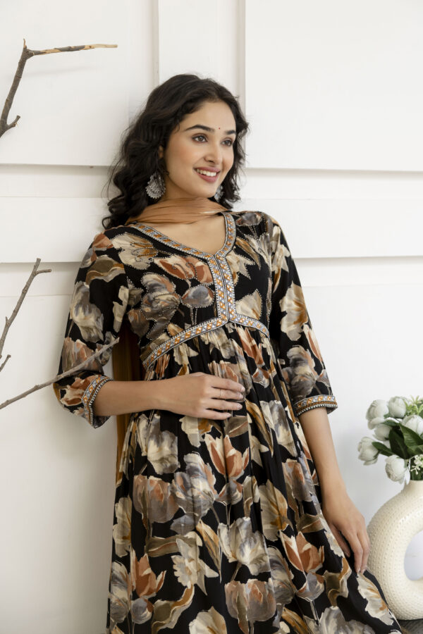 Artistic Printed Kurti with Kandana Embellished Sharara & Solid Dupatta - Image 10