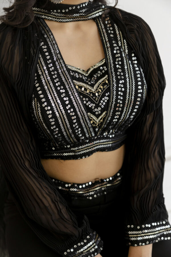 Sequenced Top with Tummy-Worked Palazzo & Balloon Sleeves - Image 3