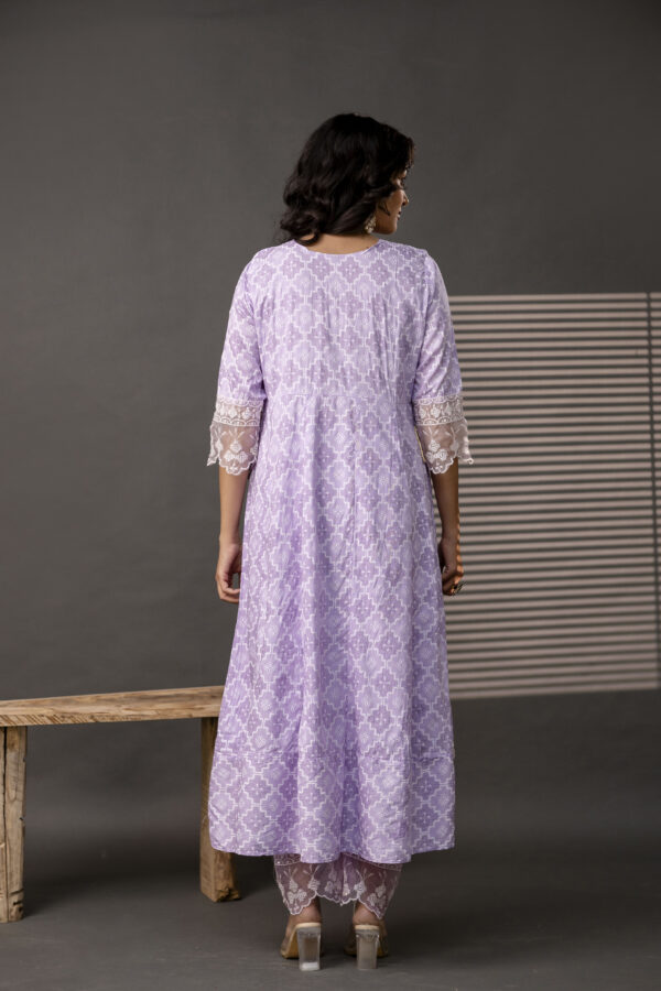 Stylish Printed Frock with Thread Embroidery, Coordinated Trouser & Embellished Dupatta - Image 2