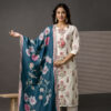Printed Kurti with Jari Detailing, Plain Trousers & Decorative Dupatta
