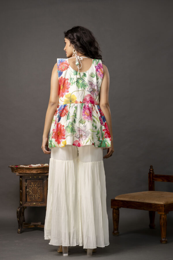 Printed Peplum Kurti with Plain Sharara & Georgette Dupatta - Image 10