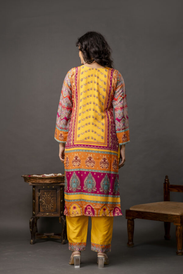 Printed Kurti with Gotta Patti Work, Chinnon Dupatta & Plain Trouser - Image 5