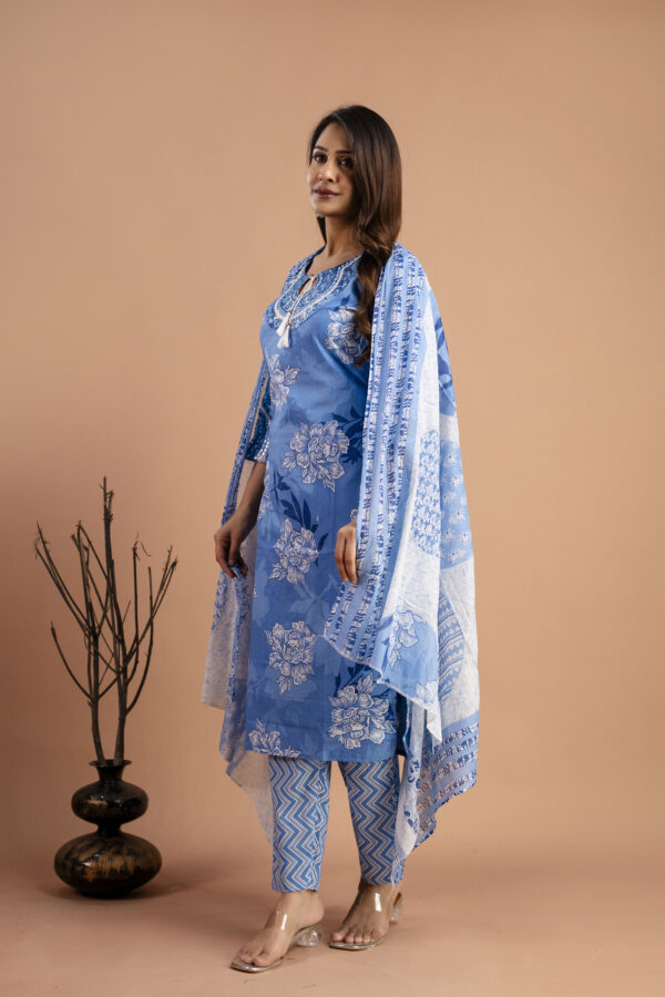 "Printed Kurti with Round Neck, Printed Dupatta & Matching Printed Pants" - Image 6