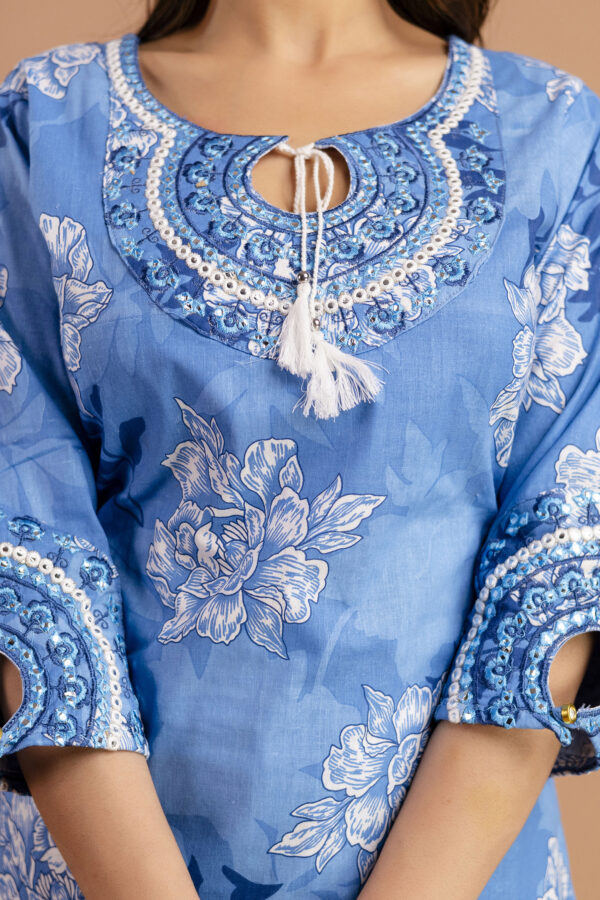 "Printed Kurti with Round Neck, Printed Dupatta & Matching Printed Pants" - Image 10