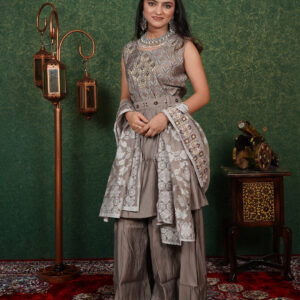 KURTI- CHANDRI SILK KURTI WITH SARARA DUPATTA-CHANDRI BOTTOM-SARARA
