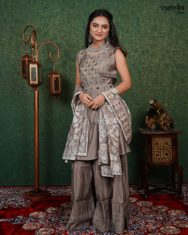 KURTI- CHANDRI SILK KURTI WITH SARARA DUPATTA-CHANDRI BOTTOM-SARARA