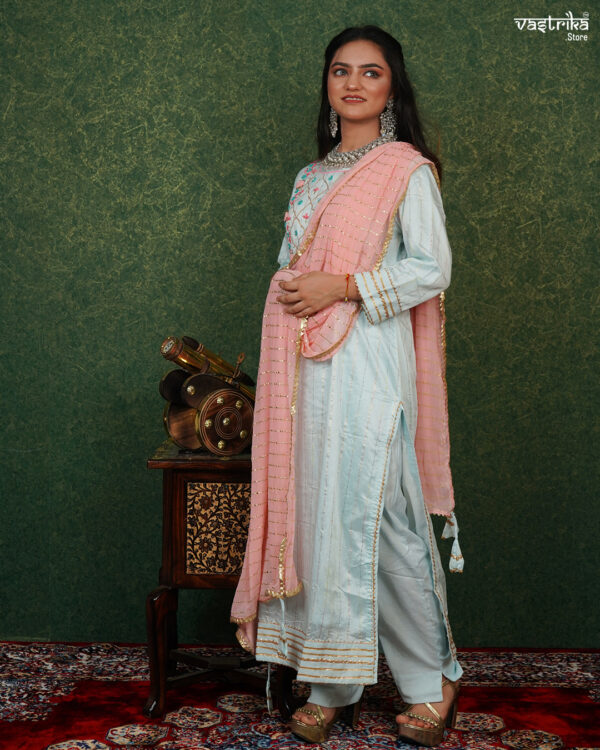 KURTI- CHANDERI SILK DUPATTA- CHIFFON BOTTOM-COTTON - Image 3