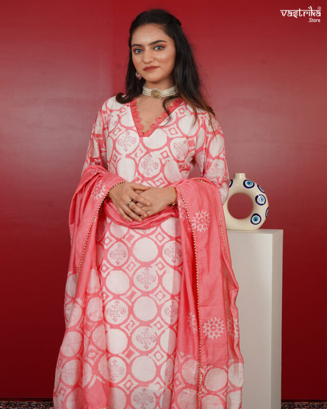KURTI-CHANDERI SILK DUPATTA-CHANDERI SILK BOTTOM- CHANDERI SILK