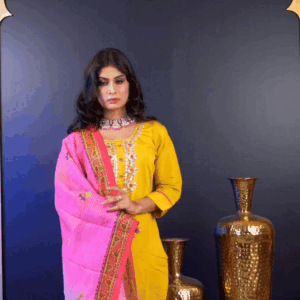 KURTI-ROMAN SILK DUPATTA-ORGANZA BOTTOM- ROMAN SILK