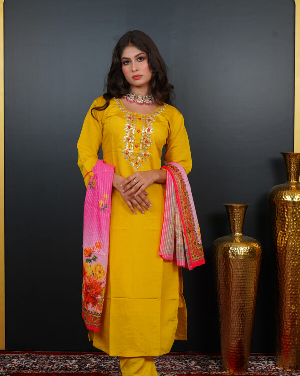 KURTI-ROMAN SILK DUPATTA-ORGANZA BOTTOM- ROMAN SILK - Image 2