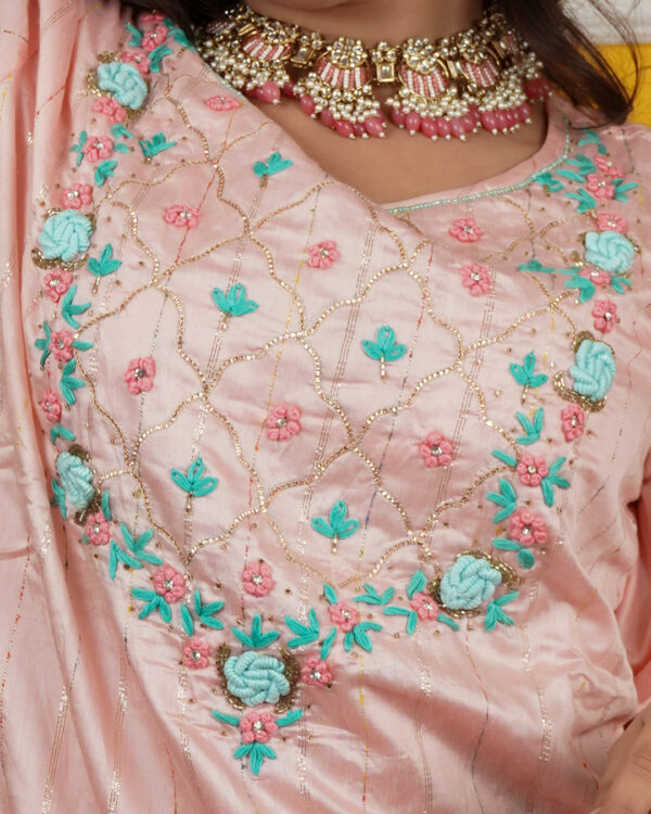 KURTI- ROMAN SILK DUPATTA-ORGANZA BOTTOM- ROMAN SILK - Image 7