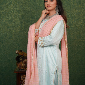 KURTI- CHANDERI SILK DUPATTA- CHIFFON BOTTOM-COTTON