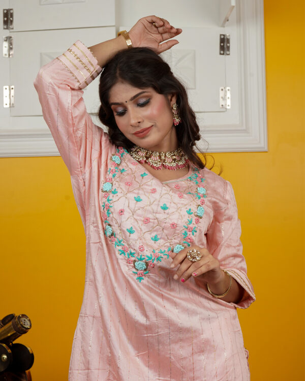 KURTI- ROMAN SILK DUPATTA-ORGANZA BOTTOM- ROMAN SILK - Image 6