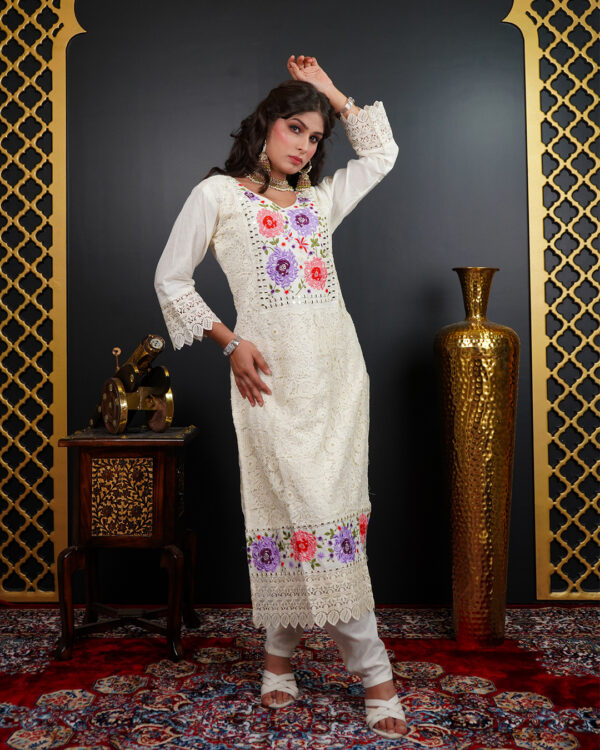 KURTI-COTTON NET DUPATTA-ORGANZA BOTTOM-CAMERIC COTTON - Image 7