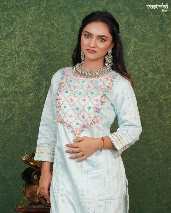 KURTI- CHANDERI SILK DUPATTA- CHIFFON BOTTOM-COTTON - Image 5