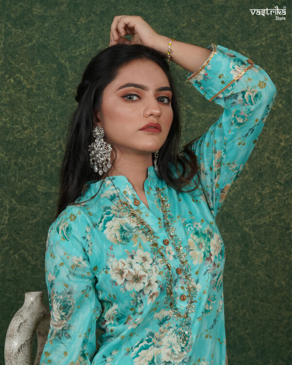 KURTI- COTTON DUPATTA- SHIFFON BOTTOM- CAMERIC COTTON - Image 4