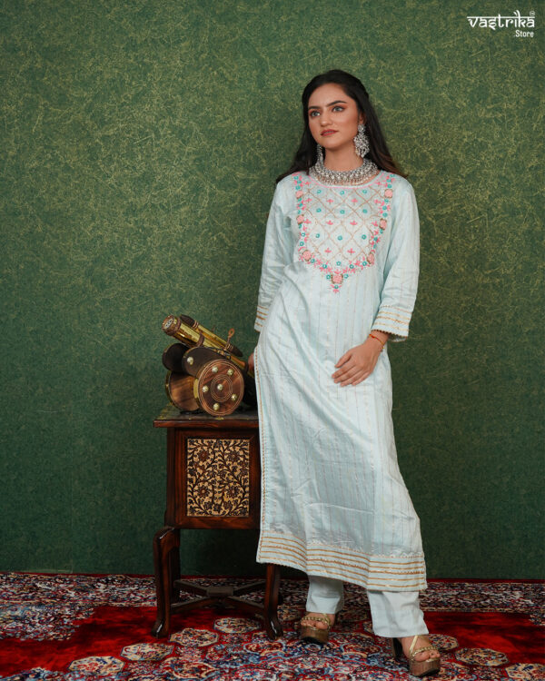 KURTI- CHANDERI SILK DUPATTA- CHIFFON BOTTOM-COTTON - Image 6