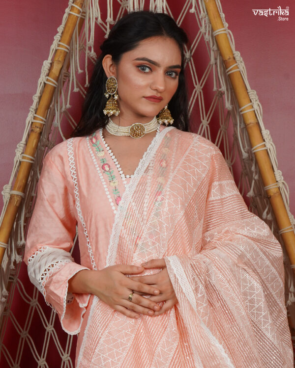 KURTI- COTTON DUPATTA ORGANZA - BOTTOM- COTTON - Image 5