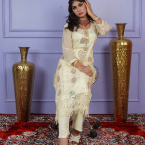 KURTI- ORGANZA DUPATTA- SHIFFON BOTTOM-PURE SILK