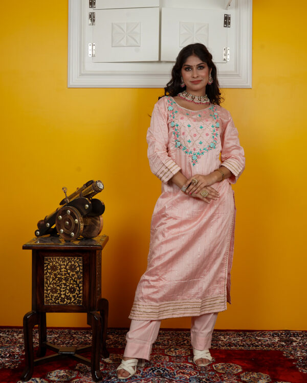 KURTI- ROMAN SILK DUPATTA-ORGANZA BOTTOM- ROMAN SILK - Image 4