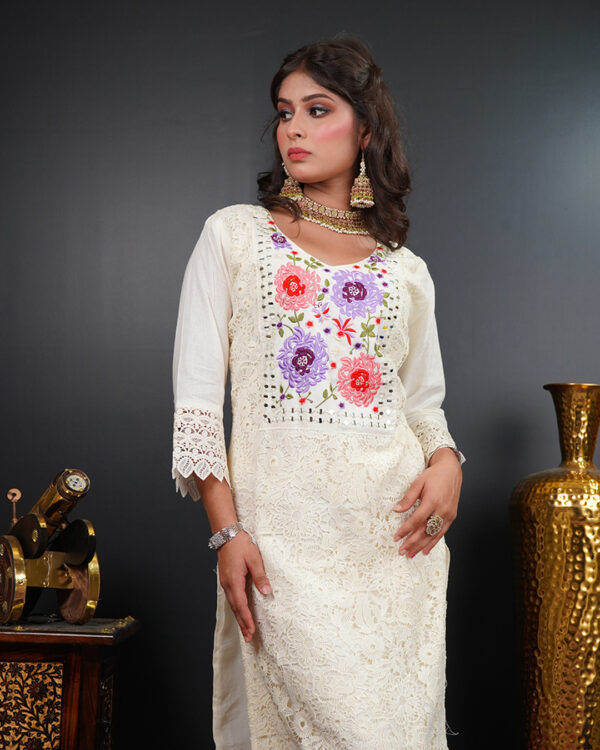 KURTI-COTTON NET DUPATTA-ORGANZA BOTTOM-CAMERIC COTTON - Image 5