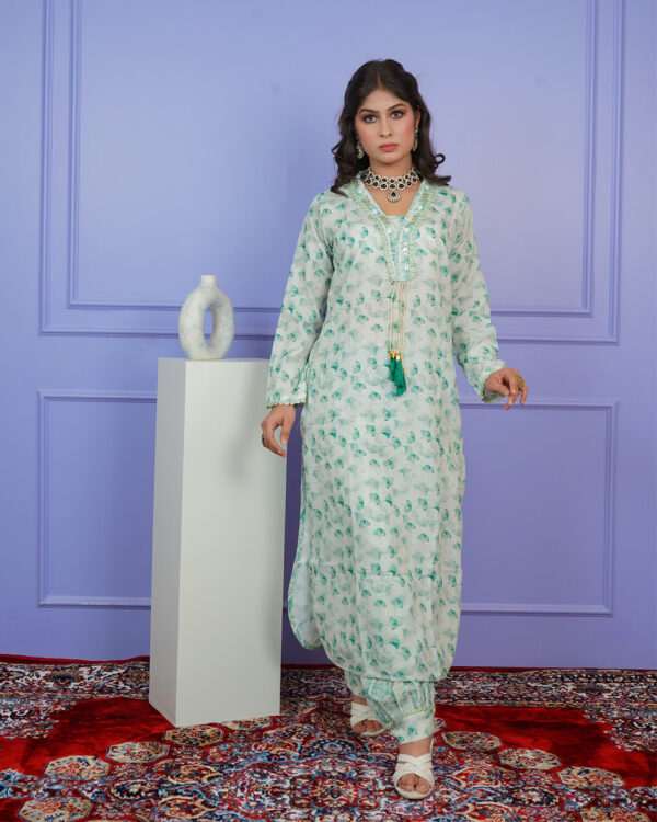 KURTI- COTTON DUPATTA- PURE SILK BOTTOM- SALWAR KHADI SILK - Image 6