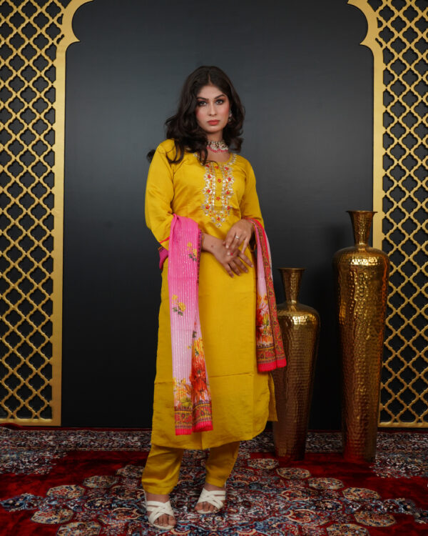 KURTI-ROMAN SILK DUPATTA-ORGANZA BOTTOM- ROMAN SILK - Image 6