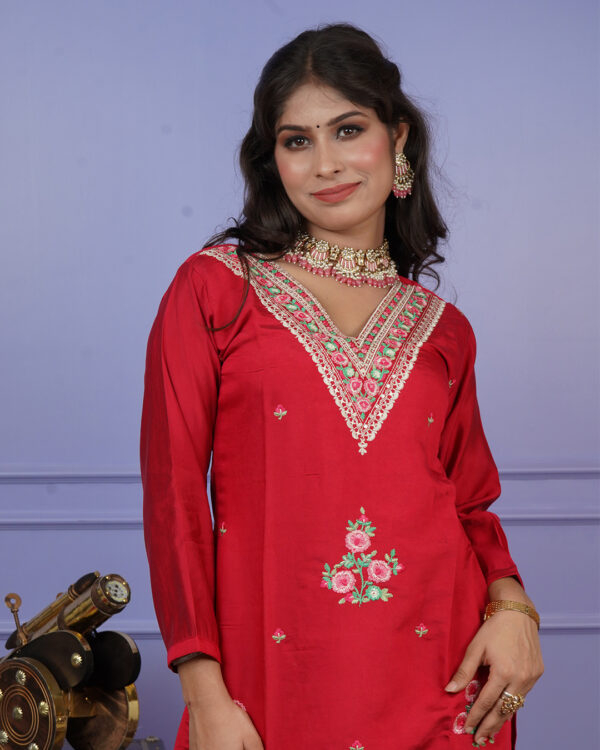 KURTI- ROMAN SILK DUPATTA-ORGANZA BOTTOM- ROMAN SILK - Image 6