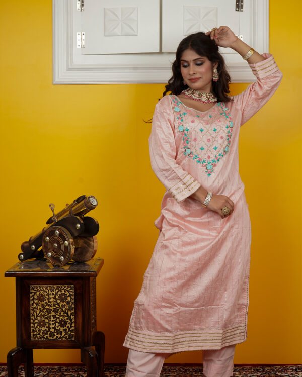 KURTI- ROMAN SILK DUPATTA-ORGANZA BOTTOM- ROMAN SILK - Image 3
