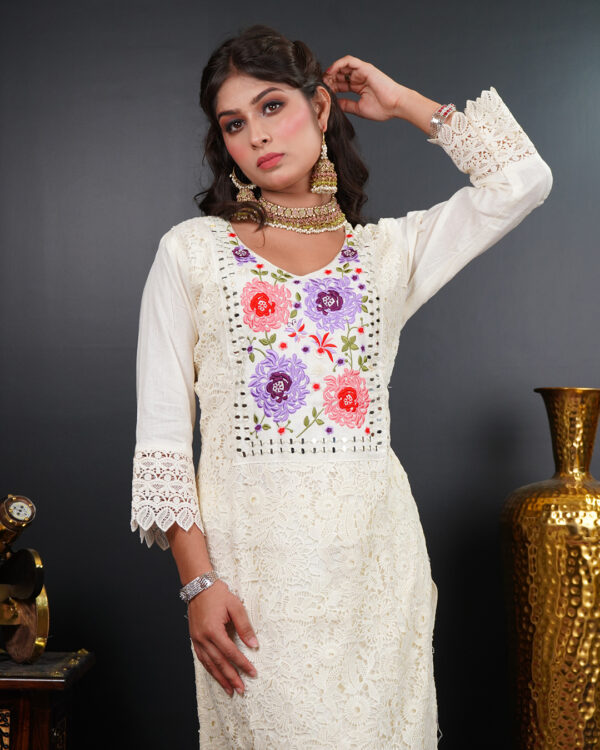 KURTI-COTTON NET DUPATTA-ORGANZA BOTTOM-CAMERIC COTTON - Image 4