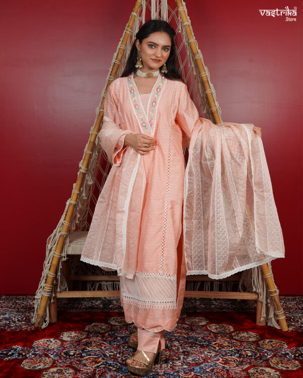 KURTI- COTTON DUPATTA ORGANZA - BOTTOM- COTTON - Image 7