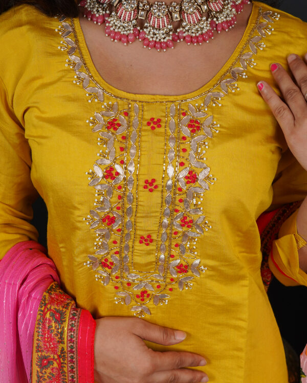 KURTI-ROMAN SILK DUPATTA-ORGANZA BOTTOM- ROMAN SILK - Image 7