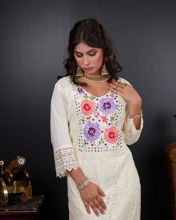KURTI-COTTON NET DUPATTA-ORGANZA BOTTOM-CAMERIC COTTON - Image 3
