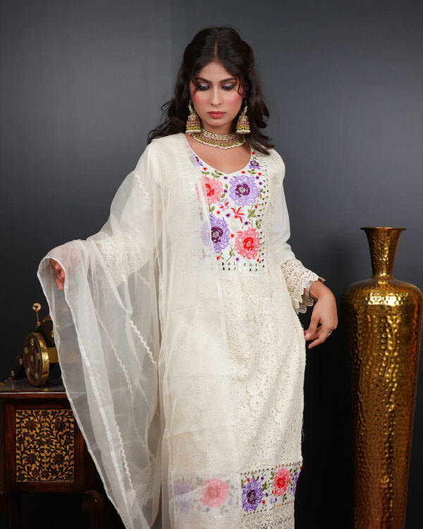 KURTI-COTTON NET DUPATTA-ORGANZA BOTTOM-CAMERIC COTTON - Image 2