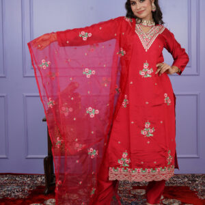 KURTI- ROMAN SILK DUPATTA-ORGANZA BOTTOM- ROMAN SILK