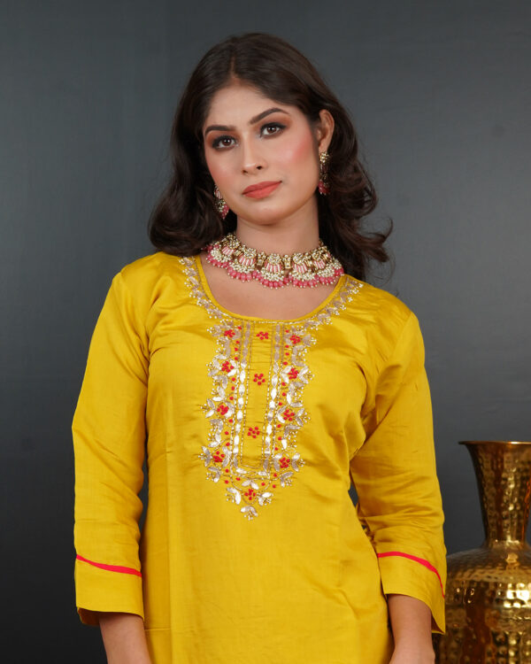 KURTI-ROMAN SILK DUPATTA-ORGANZA BOTTOM- ROMAN SILK - Image 9