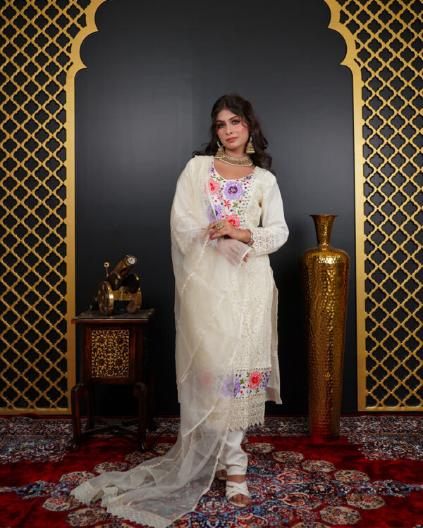 KURTI-COTTON NET DUPATTA-ORGANZA BOTTOM-CAMERIC COTTON