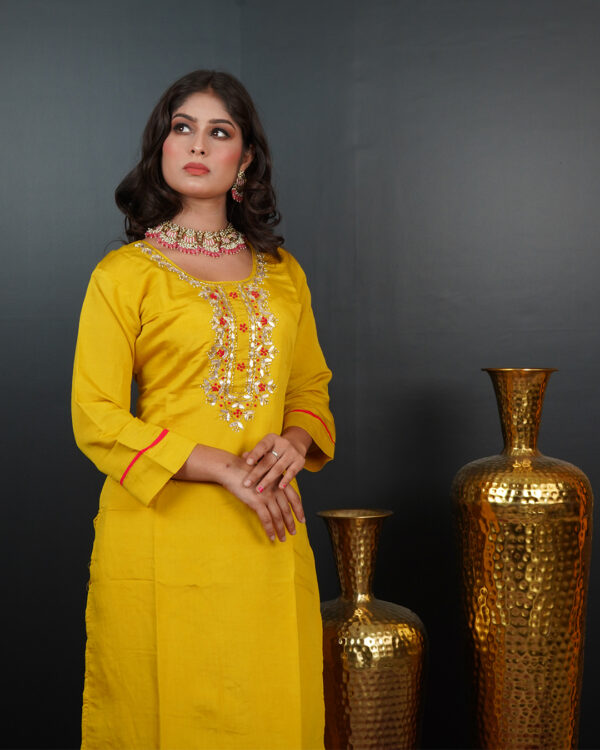 KURTI-ROMAN SILK DUPATTA-ORGANZA BOTTOM- ROMAN SILK - Image 10